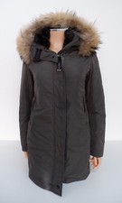 Parajumpers Womens Mid Length Parka Coat Size Xs Grey Fur Trim Hood