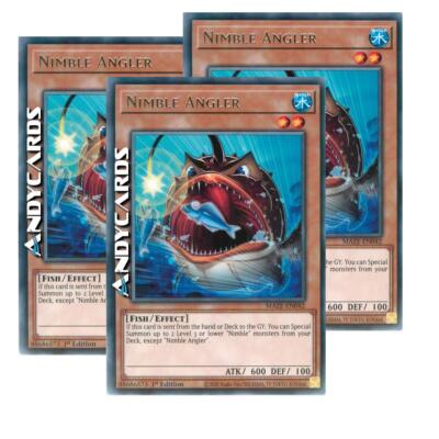 3x NIMBLE ANGLER   (The Agile Fisherman)   Rare   MAZE EN042   1Ed   Yugioh!
