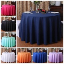 Table Cloth Round Cover Polyester Linen Solid Colour Hotel Banquet Birthday