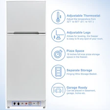 Smad 9.35 Cuft 2Way Fridge Propane Refrigerator Top Freezer Gas Fridge 110v Home