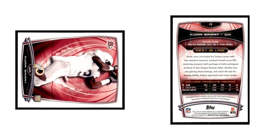 2014 Bowman Ryan Grant RC Football Cards #29 - Image 3 of 3