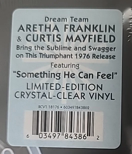 Aretha Franklin – Sparkle - Clear LP Vinyl Record 12" - NEW Sealed - Soul Music - Image 2 of 2