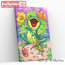 Frog Abstract Paint By Numbers Kit Framed Canvas Home Decor DIY Draw Animal