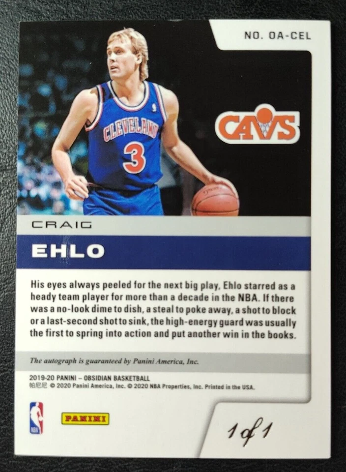 2019-20 Panini Obsidian Onyx White Mojo Craig Ehlo Auto 1 OF 1! 1/1 #OA-CEL - Image 2 of 4