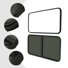 24X 20" Universal RV Window Horizontal Privacy Sliding Window w/Trim Ring Black
