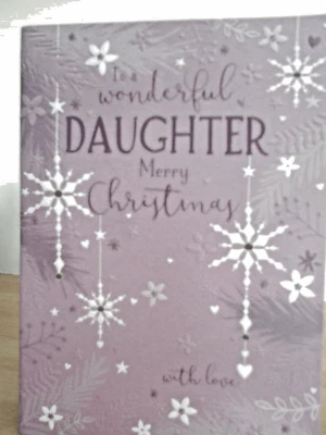 QUAYSIDE CARDS To a Wonderful DAUGHTER, Merry Christmas ~ Snowflakes ~ Xmas card ~ Free p&p