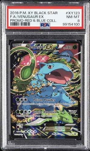 2016 POKEMON XY BLACK STAR PROMO RED & BLUE COLL FULL ART/VENUSAUR EX PSA 8