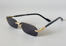 Gucci GG1221S 001 Black Gold Rimless Sunglasses Gray Lens 56mm