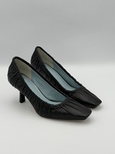 Frances Valentine Britta Ruched Leather Square Toe Pumps Women s Size 7B NEW