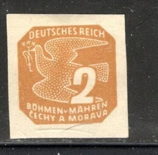 GERMANY BOHEMIA & MORAVIA STAMP WWII CECHY & MORAVIA STAMP IMPERF MH LOT 374BE