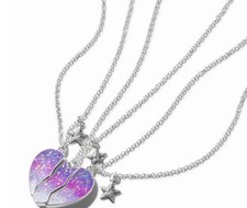 Claire  s Best Friends Purple Ombr  HeartPendant Necklaces - 3 Pack new.