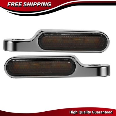 2PCS Motorcycle LED Handlebar Turn Signal Light Universal Chrome White & Amber