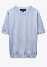 Feinstrickpullover mit Wolle Kurzarm Strick Shirt 