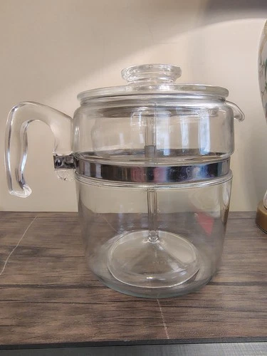 Vintage Pyrex Flameware Glass 6-9 Cup Percolator Coffee Pot Complete - 7759-B