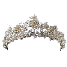 Vintage Gold Flower Bead Bridal Wedding Crown Headband Women Crystal Tiara Headp