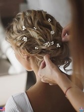 9 Piece Pearl Wedding Hair Pins Set, Vintage Leaf Bridal Accessories for Women