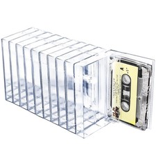 10-Pack Cassette Tape Storage Cases Holder - Clear Plastic Audio Cassette O...