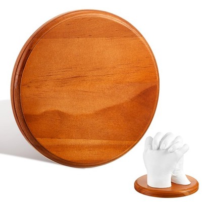 Round Wooden Display Base Hand Casting Kit 6.3x6.3x0.6 Inch Solid Wood Stand