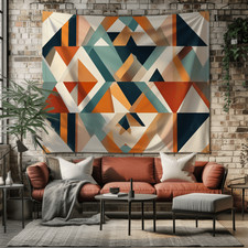 1 Unique Geometric Tapestry - Modern Abstract Art Design with Multicolor Pattern