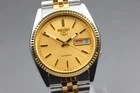 Vintage 1982 Seiko 5 7009-3110 Gold Two Tone Day Date Automatic Watch From Japan
