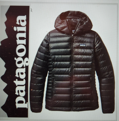 PATAGONIA DOWN SWEATER HOODIE, Black Puffer Front Zip, Women's