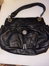 B Makowsky Black Pebbled Leather Crossbody Shoulder Bag Nickel Hardware