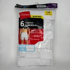 Hanes Boxers Mens Large White Tagless Comfort Flex Waistband 6 Pack NWT