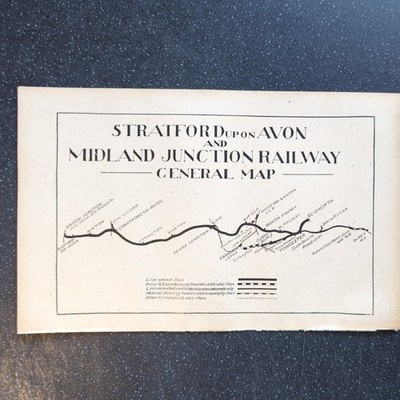 Original 1917 Eisenbahnkarte von Stratford upon Avon Midland Railway General Map