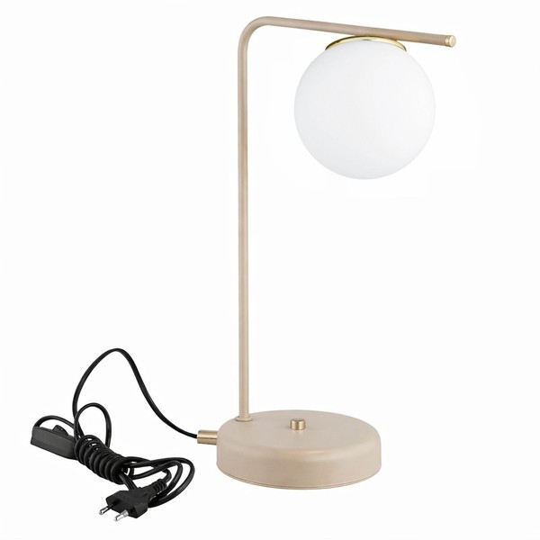 Tischlampe Nachttisch Glas Ecru Blendarm E27 38 Cm Tischleuchte Schlafzimmer-image