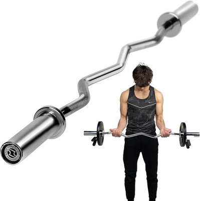 Rage Fitness EZ Curl Bar   47 Inch, 2 inch | 17lbs Alloy Steel with Chrome Fin