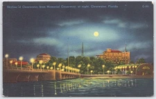 Vintage Clearwater Florida Night Skyline Postcard Tichnor Bros C-101