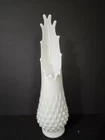 VTG Fenton Milk Glasswhite Hobnail 12.5" Tall Swung Vase MCM 12 Fingers