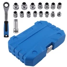 17 Pc 3/8 1/2 Adaptors Ratchet Socket Set Metric Go-thru Chrome 10-24mm