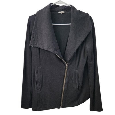 Helmut Lang Womens Black Asymmetrical Zip Drape Moto Jacket Small RN119376