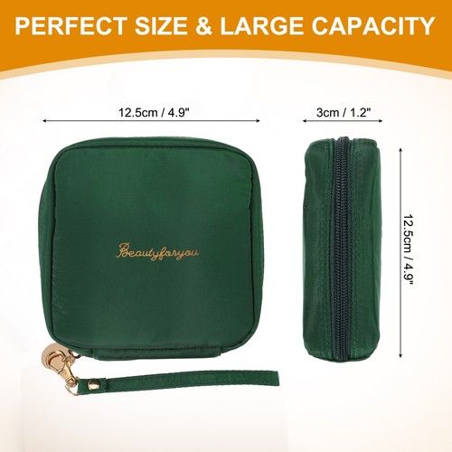 Mini Makeup Bag for Purse, Cute Preppy Zipper Travel Cosmetic Bags, Green - Imagen 2 de 7