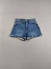 H M Women Shorts 6 Blue Logo Denim 5 Pockets Design Button Comfort Streetwear
