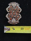 New Heidi Daus Halting Glamour Smoke Topaz Swarovski Crystal Art Deco Pin Brooch — photo 7