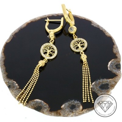 SONDERAKTION WERT 680,- Ohrringe WELTENBAUM 585 Gold 14k 14 KT 71mm Hänger XXYY