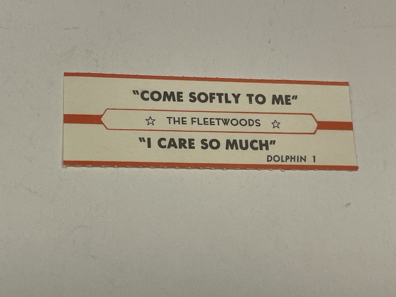 Jukebox Title Strip Fleetwoods Come Softly To Me I Care So Much