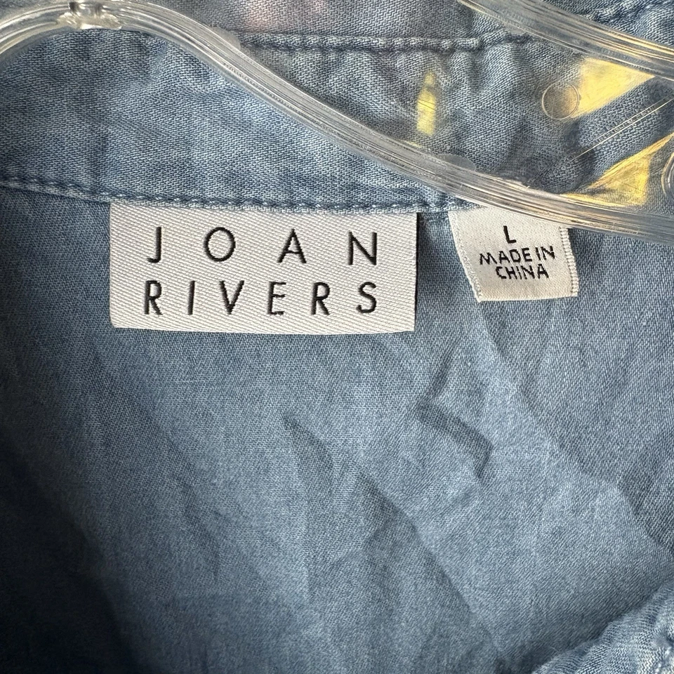 Camisa Denim Joan Rivers Botón Frontal Bordado Talla L Grande A515233 Foto 2 de 4