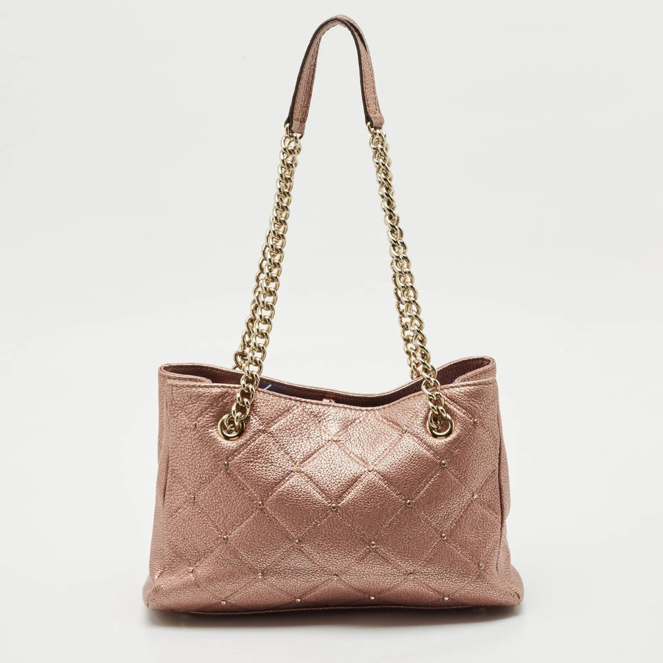 CH Carolina Herrera Metallic Pink Leather Crystal Chain Tote - Image 4 of 4