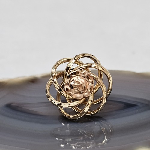 Orecchino singolo a vortice in oro giallo e rosa 14 carati 15 mm 1 g - Foto 1 di 12