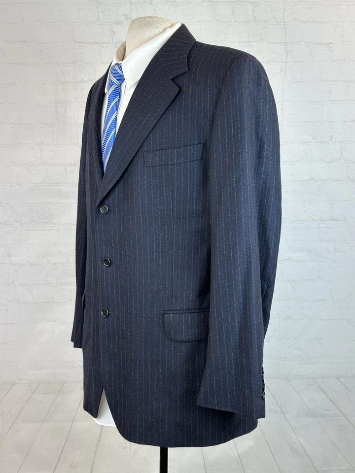 Traje de lana Milano Oro Loro Piana para hombre azul marino a rayas Super 100s 46R 39X31 Foto 2 de 4