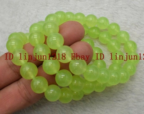 3Pcs Natural 8mm Green Peridot Round Gemstone Stretch Bracelet 7.5'' - Picture 4 of 12