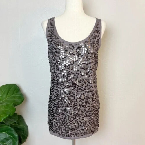 EILEEN FISHER Women's Size XL Icy Plum Round Neck Shell Knit Top Wool Sequins - Picture 2 of 11