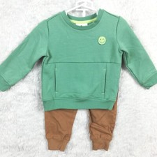Tommy Bahama Boys Infant Sweatshirt Pants Set 2 Piece Green Brown 12M New