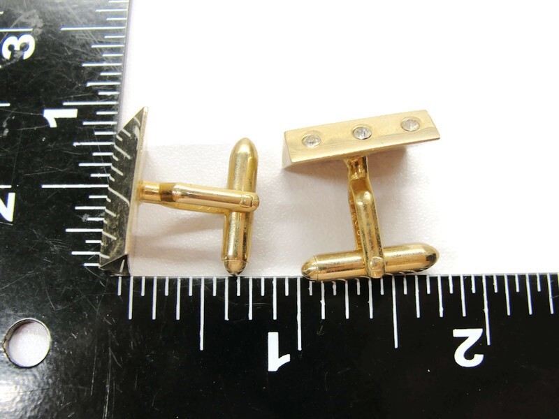 Swank Cufflinks Gold-Tone Rectangular Rhinestone … - image 7