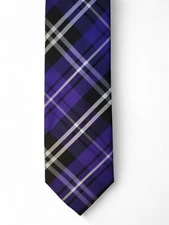 Vesuvio Napoli Neck Tie Purple Plaid Polyester Standard Length Italy