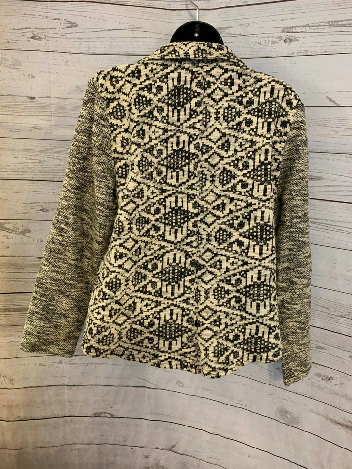 Style & Co 女式夹克拉链前饰黑色/白色 L 码大号 — 第 3/4 张图片