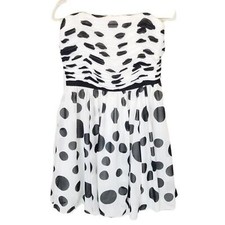 Guess Dress Mini Dress Strapless Tube Dress Polka Dot Dress 10 White Black 
